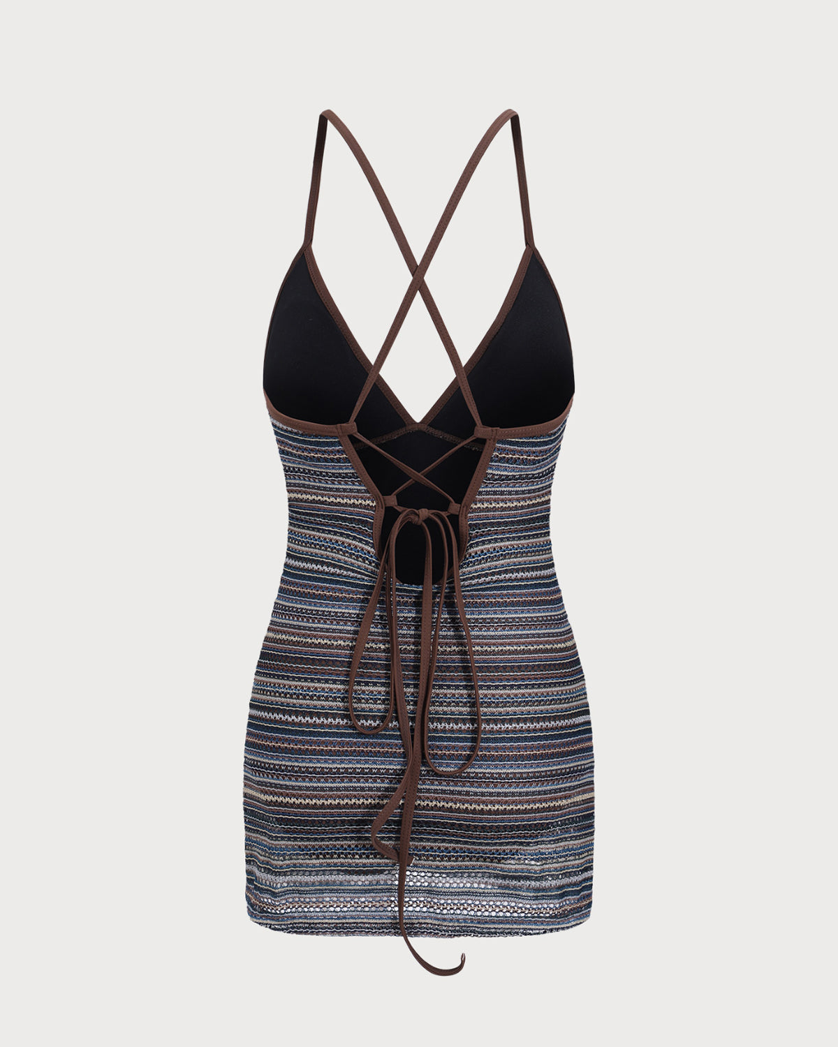 One-Piece Backless Striped Swimsuit