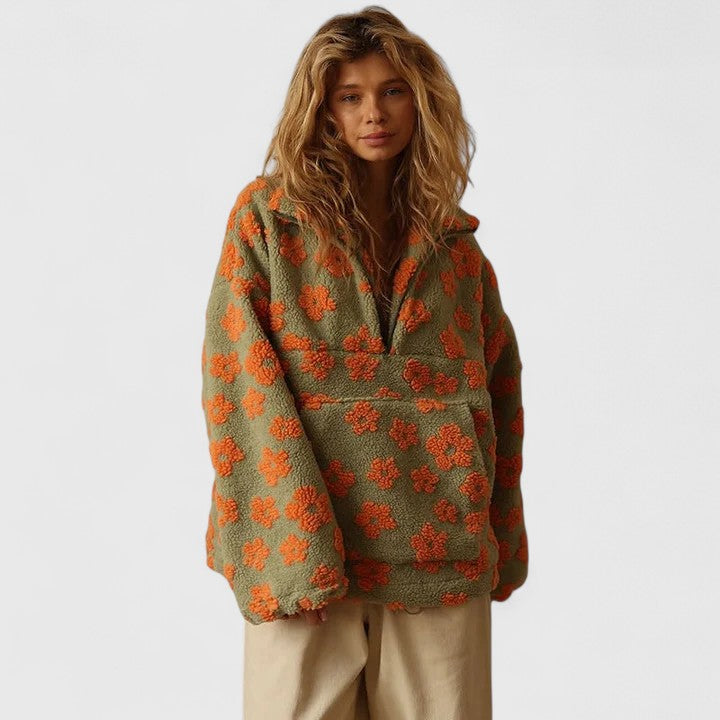 BONNIE – PRINTED SHERPA PULLOVER
