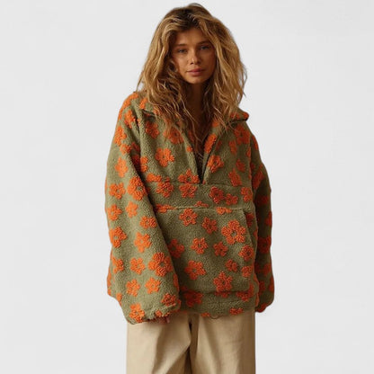 DAISY – RETRO BLOOM SHERPA PULLOVER