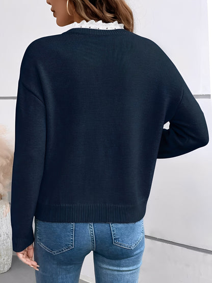 Celine | Lace-Collar Sweater, Cashmere-Soft Knit