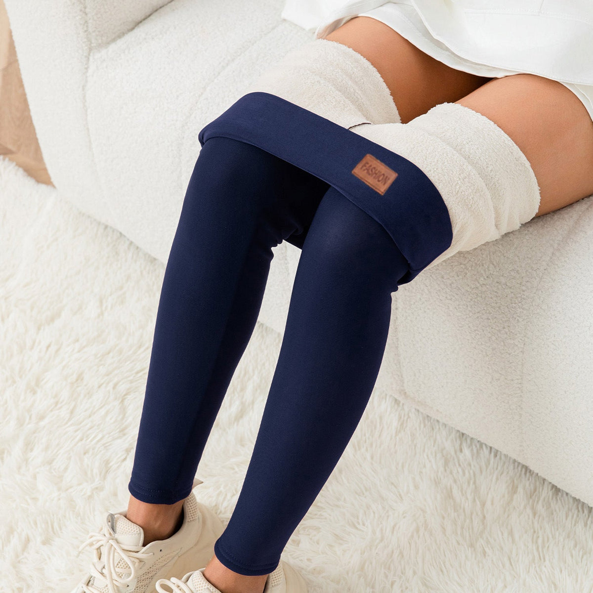 Plus Size Sherpa Fleece Letter Leggings