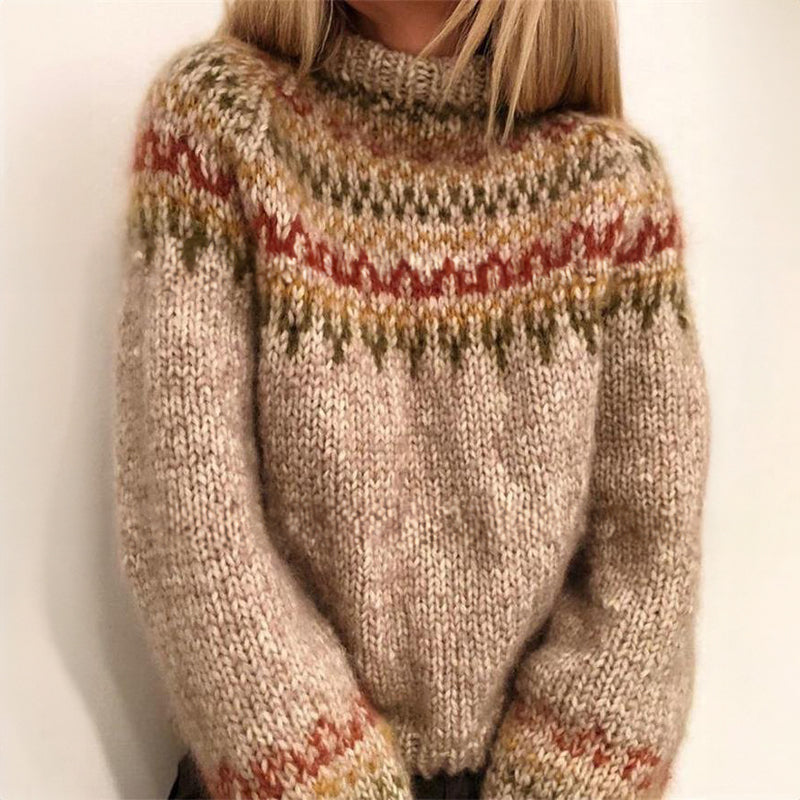 CLAIRE – NORDIC PATTERN KNIT SWEATER