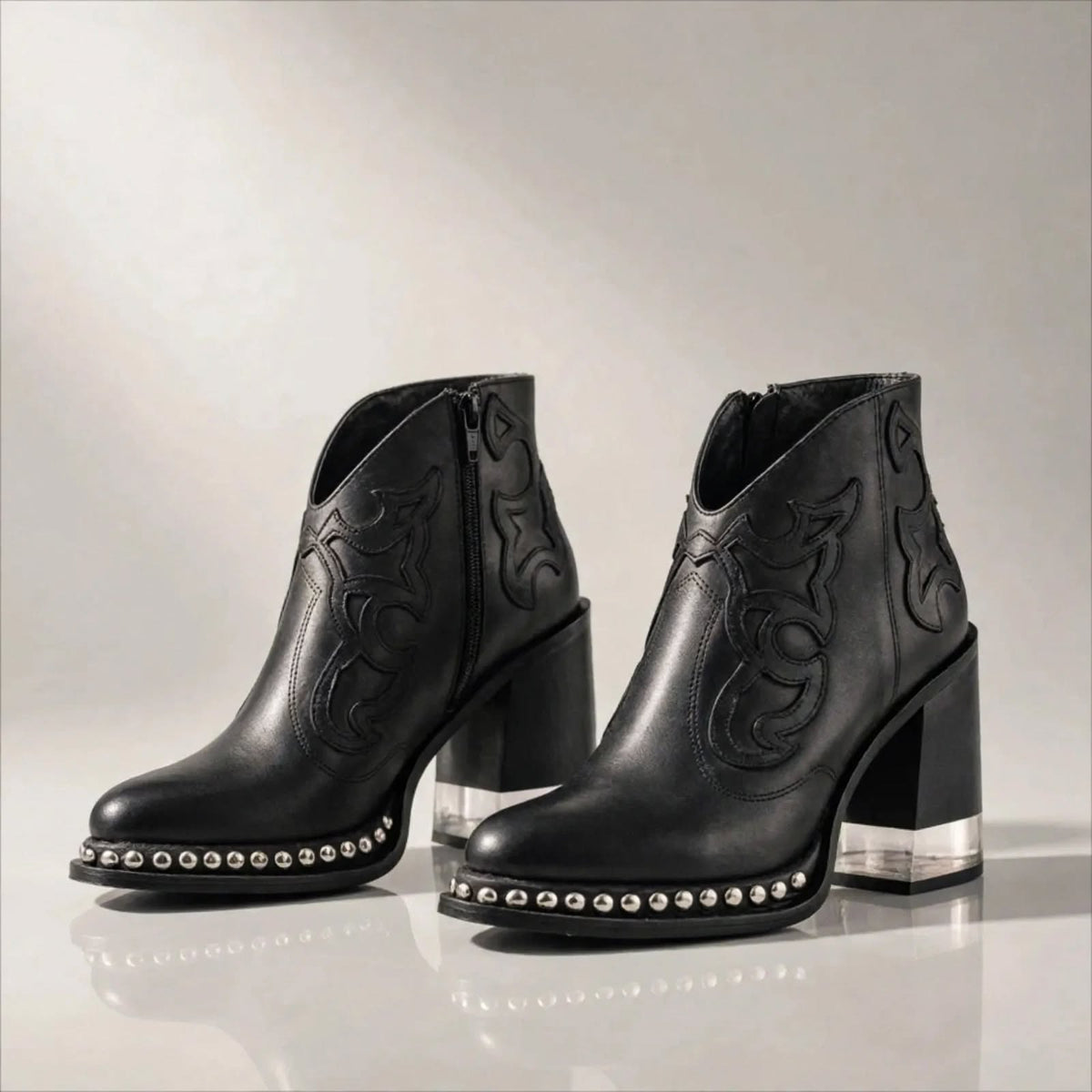 Botas Western Mujer con Tacón Transparente y Bordado | Sawyer