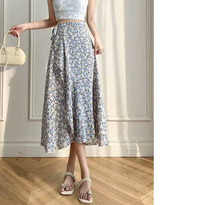 Flower Print A-Line Bohemia Vintage Skirt Summer Spring
