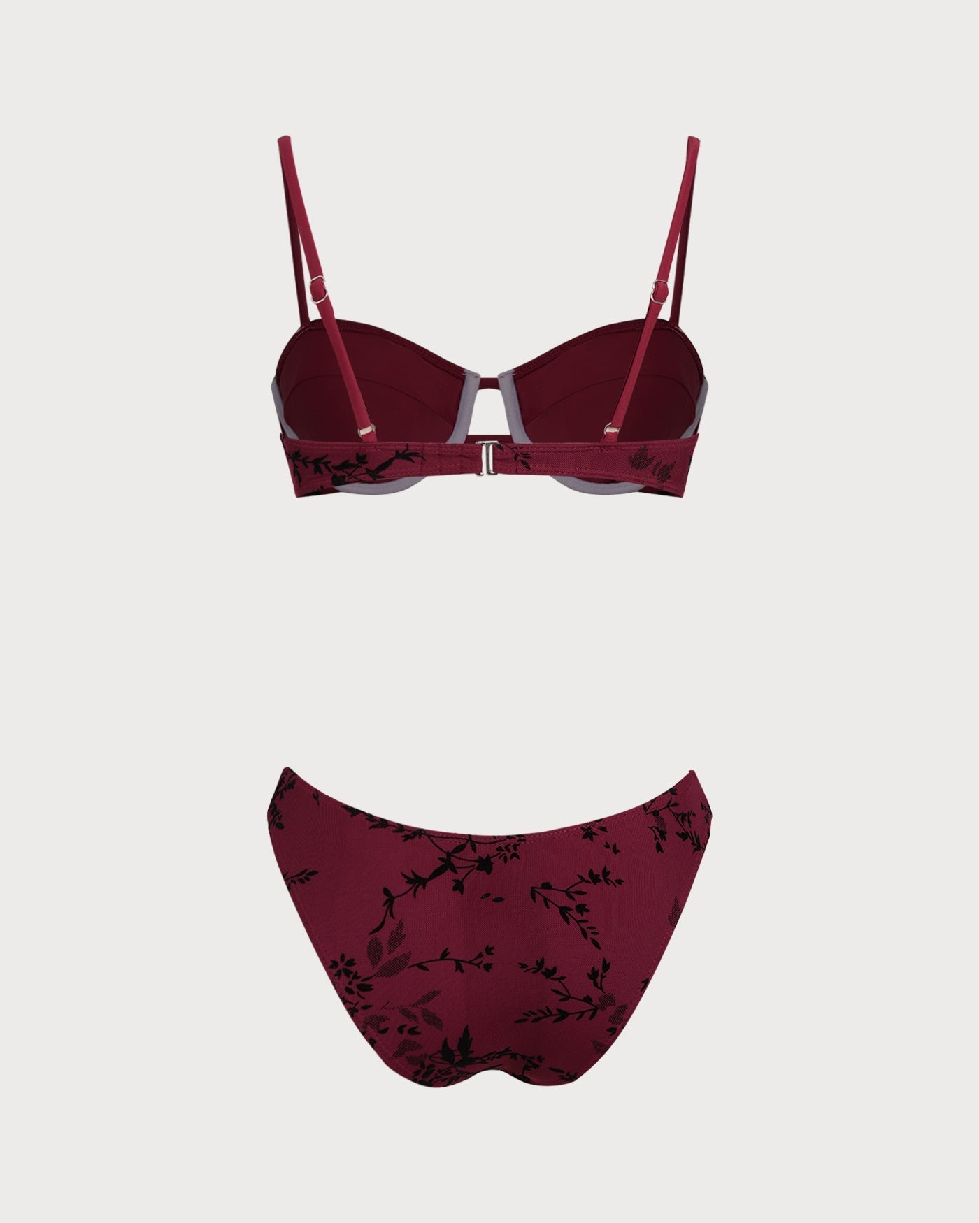 Red Floral Bikini Set with Underwire