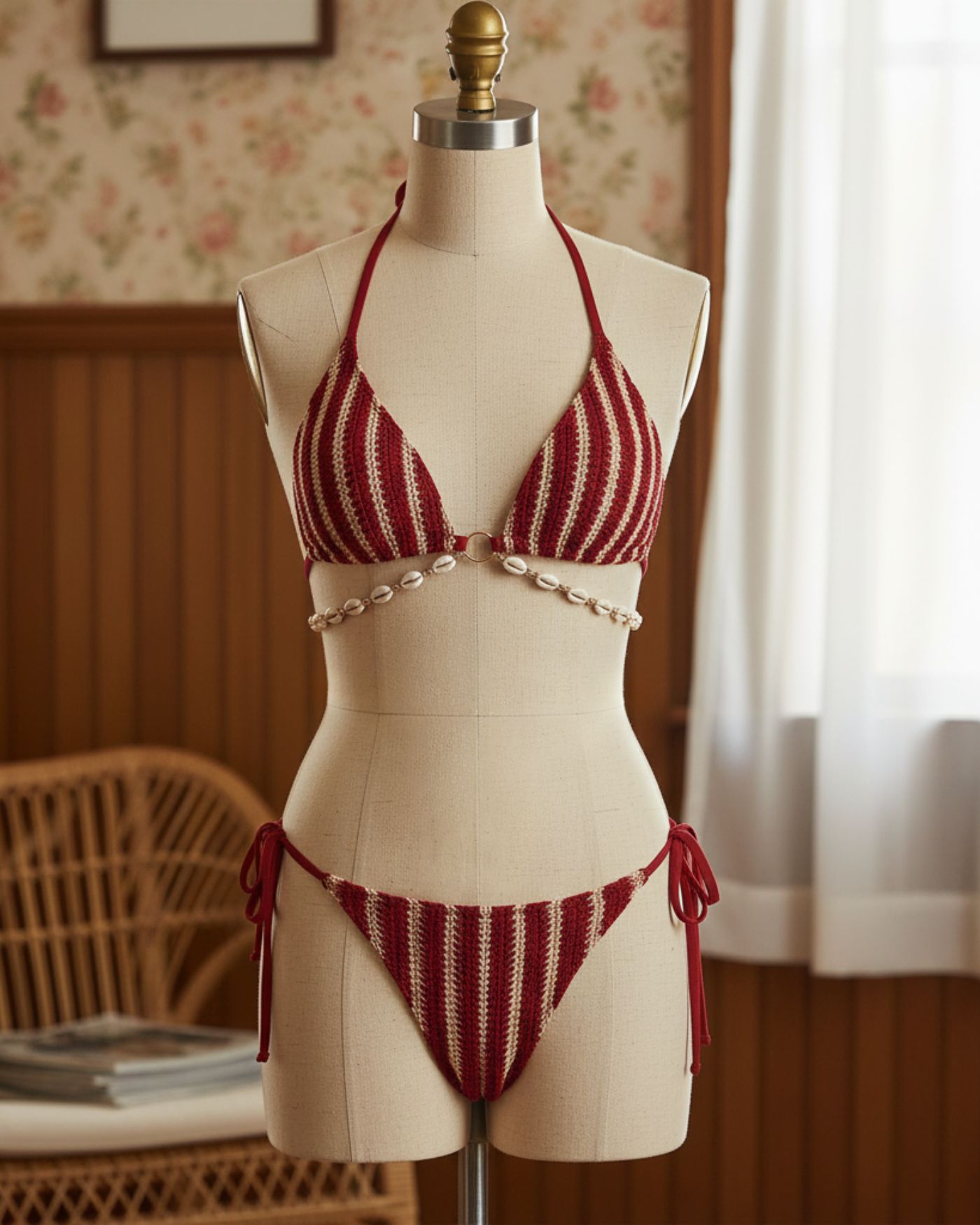 Contrast Bikini Set with Red O-Ring