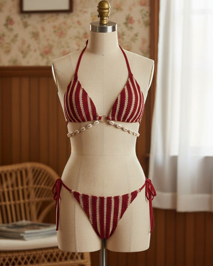 Contrast Bikini Set with Red O-Ring