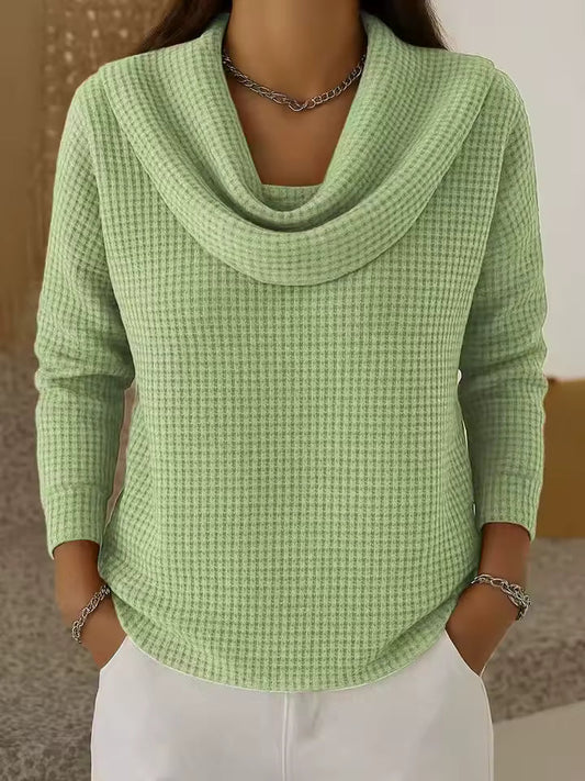 Waffle | Draped-Neck Sweater