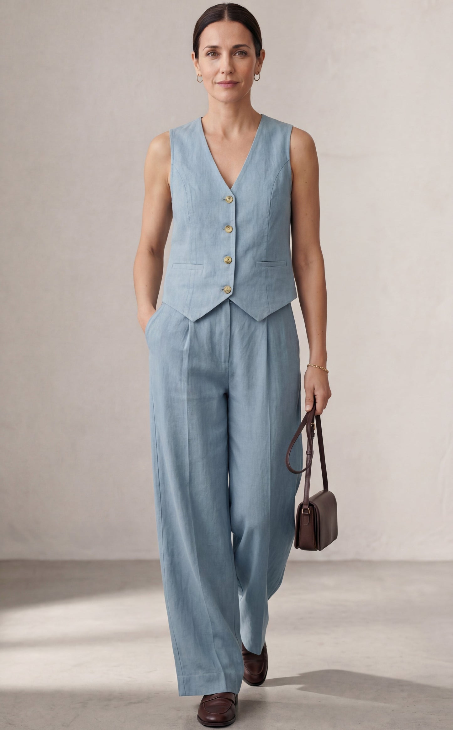 Aira – Elegant two-piece set with vest and wide-leg pants