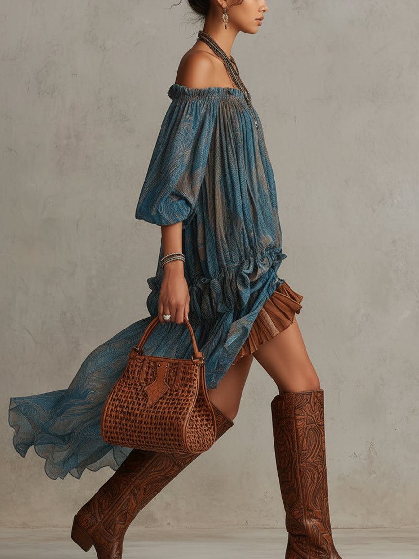 Indira | Off-Shoulder Boho Mini Dress