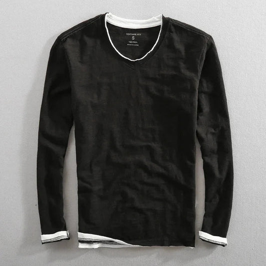 JAMES – LAYERED LONG SLEEVE V-NECK TEE
