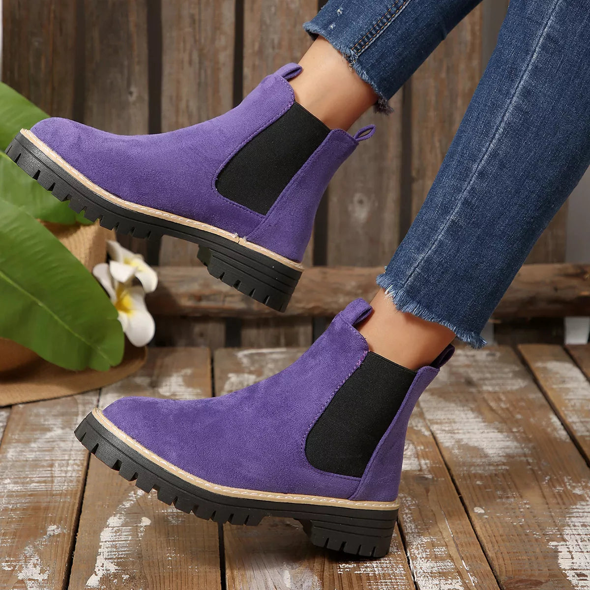 Botines Mujer Tacón Ancho Bloque Punta Redonda - Botas Tobilleras Cómodas Otoño Invierno