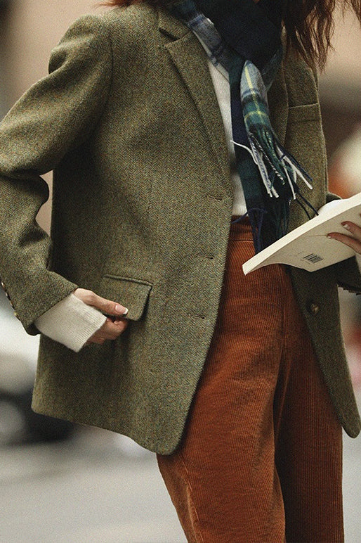 Wool Blend Single Breasted Blazer