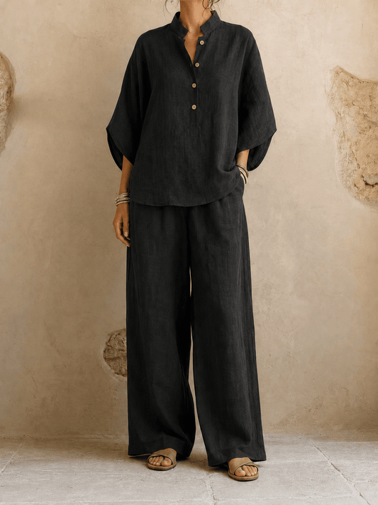 Carmen – Batwing Blouse and Wide-Leg Pants Set