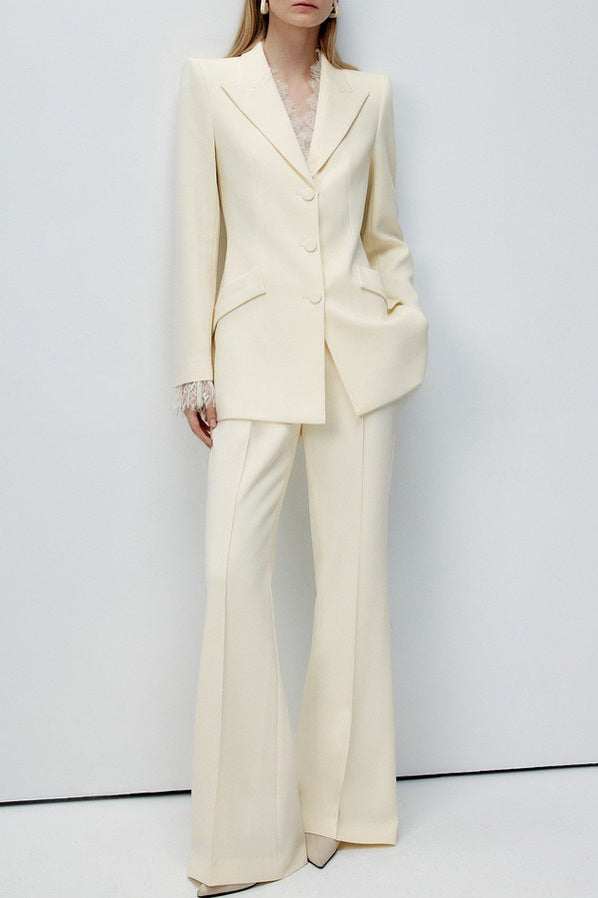 Beige Lace Waist Blazer