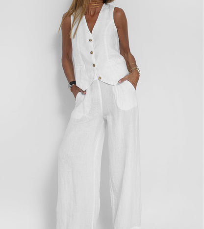 Aira – Elegant two-piece set with vest and wide-leg pants