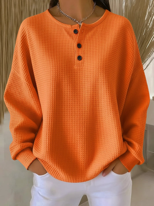 LAYLA – RELAXED WAFFLE BUTTON TOP