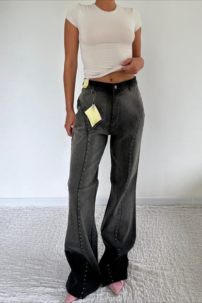 Vintage Patchwork Straight-Leg Jeans