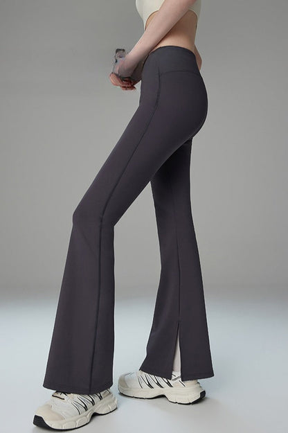 Brushed Fleece Lined Flared Slit Leggings