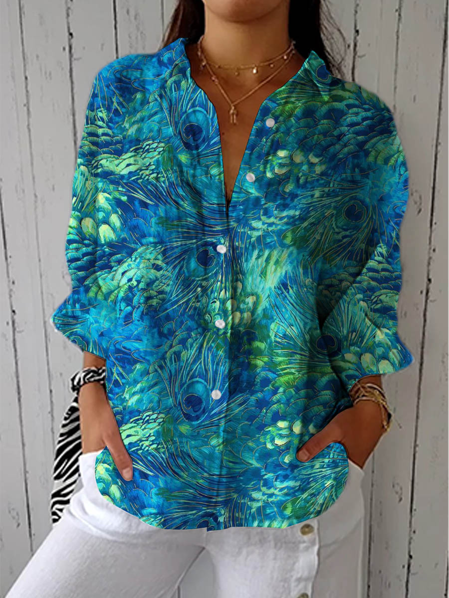 Lysiane | Elegant Feather Pattern Blouse