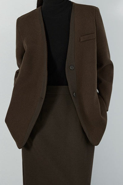 V Neck Single Breasted Blazer