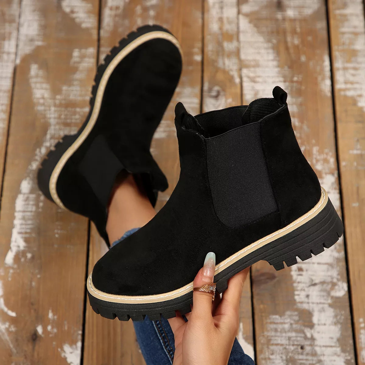 Botines Mujer Tacón Ancho Bloque Punta Redonda - Botas Tobilleras Cómodas Otoño Invierno