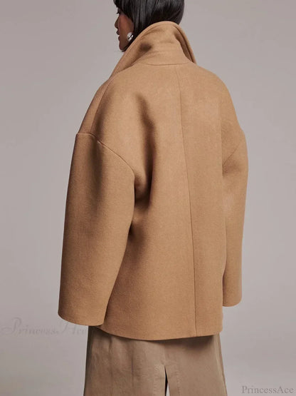 Black Lapel Slim Single-Breasted Overcoat