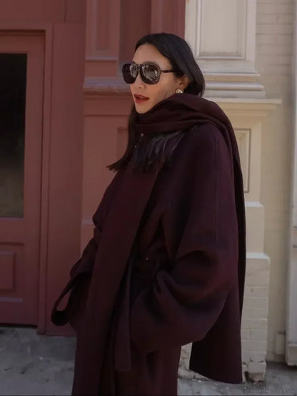 Brown Soft Fluffy Faux Fur Lapel Overcoat