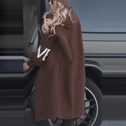 Casual Long Patchwork Lace-Up Overcoat