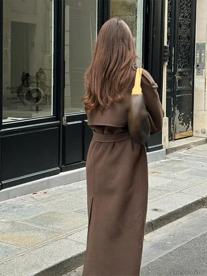 Casual Turn-Down Collar Double-Breasted Overcoat