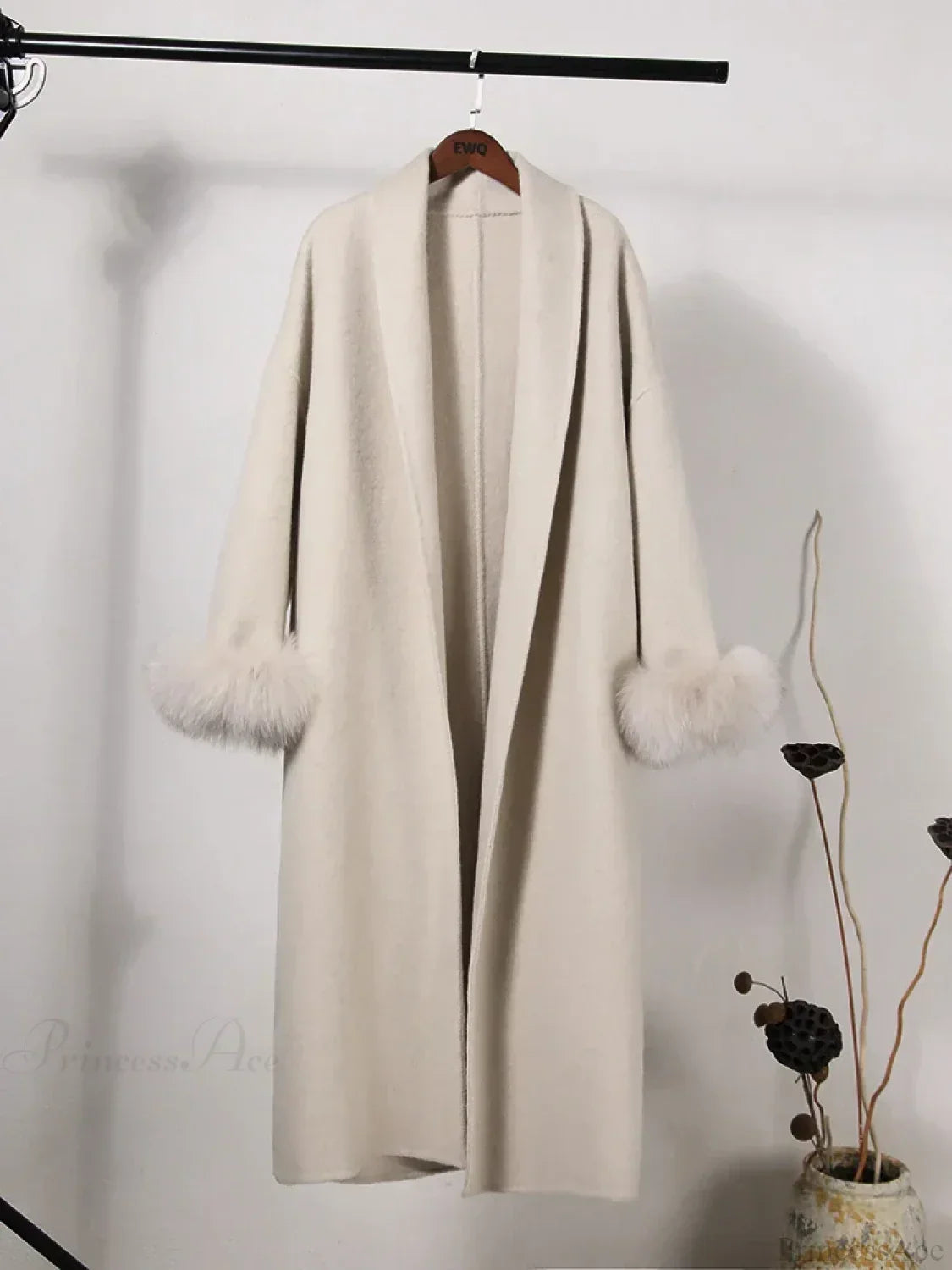 Chic Brown Woolen Tops Overcoat
