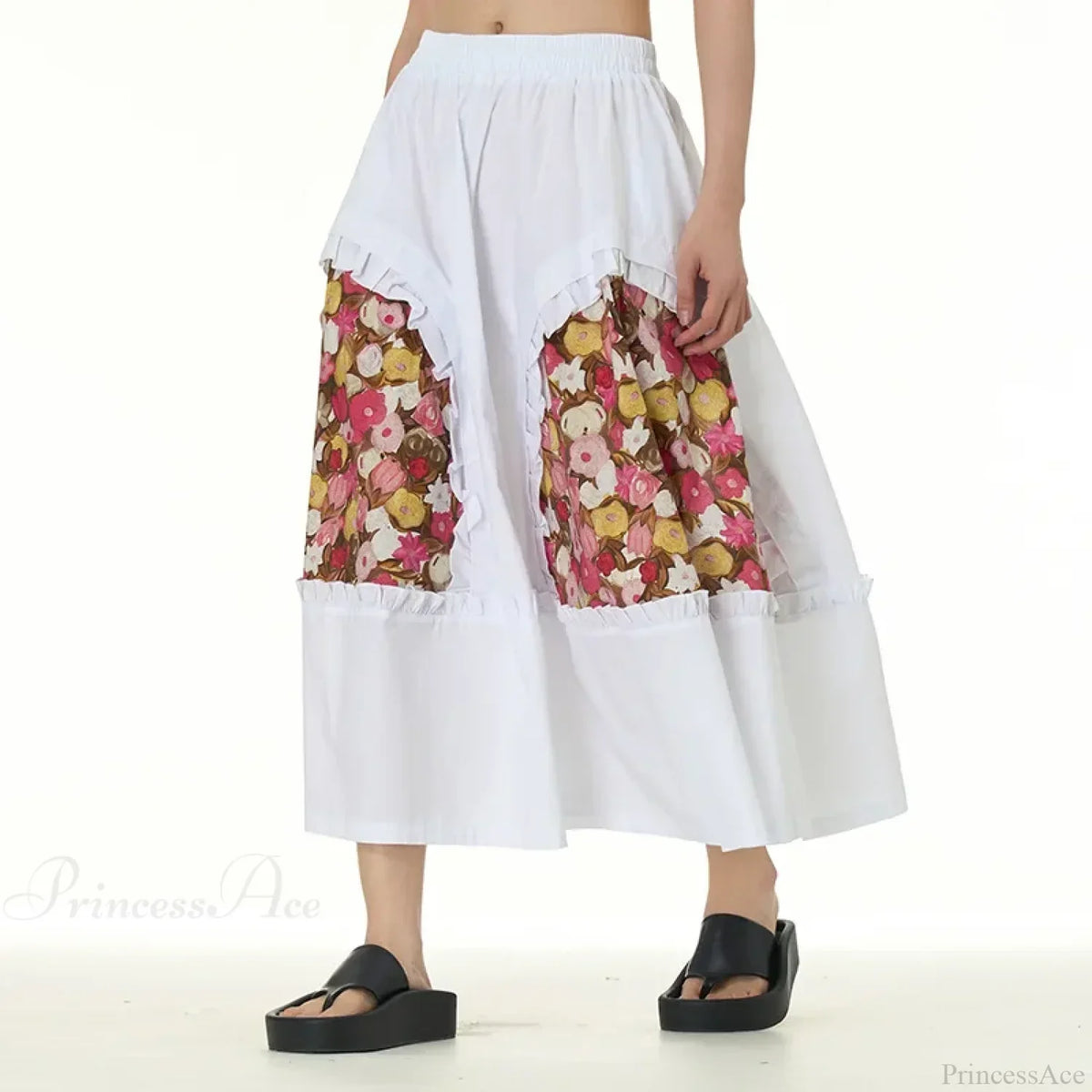 Chic Skirts All Matched Cotton Romantic Maxi High Waist Ruffled