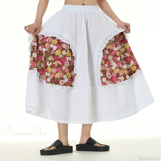 Chic Skirts All Matched Cotton Romantic Maxi High Waist Ruffled