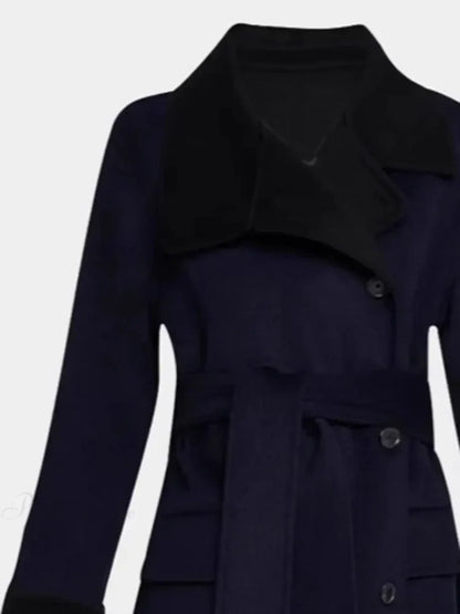 Color Lapel Slim Single-Breasted Overcoat