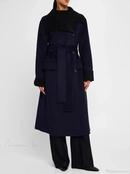 Color Lapel Slim Single-Breasted Overcoat