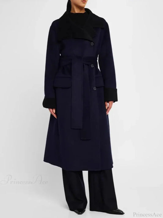 Color Lapel Slim Single-Breasted Overcoat