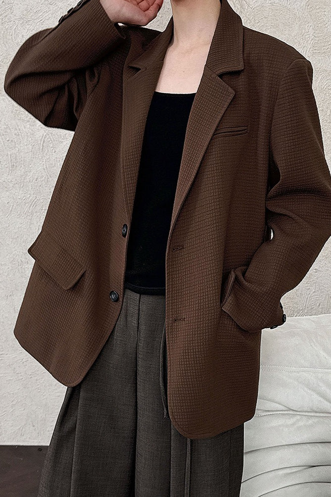 Waffle Textured Oversized Blazer