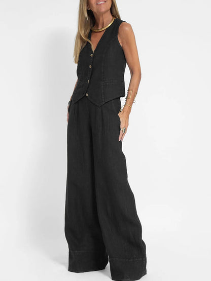 Aira – Elegant two-piece set with vest and wide-leg pants