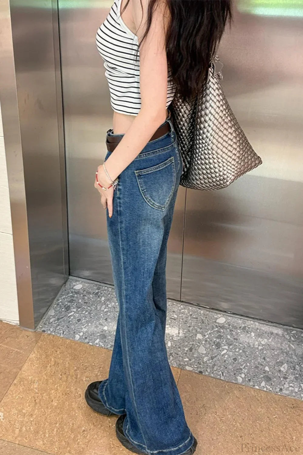 Dark Blue Low Rise Bootcut Jeans