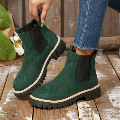 Botines Mujer Tacón Ancho Bloque Punta Redonda - Botas Tobilleras Cómodas Otoño Invierno