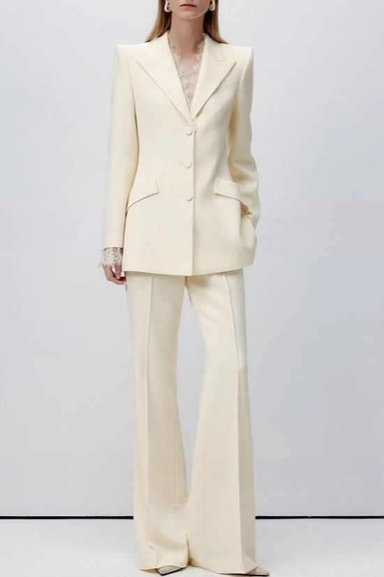 Beige Lace Waist Blazer