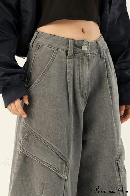 Denim Loose Wide Leg Flattering Cargo Pants