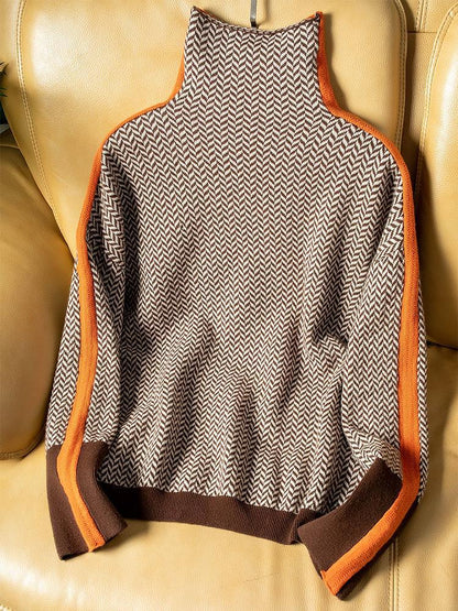 MILA – CHIC HIGH-NECK PATTERNED SWEATER