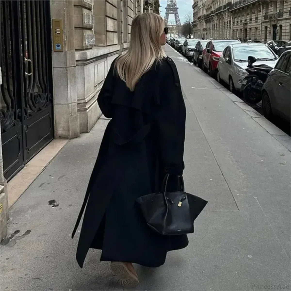 Double-Breasted Belted Oversized Overcoat