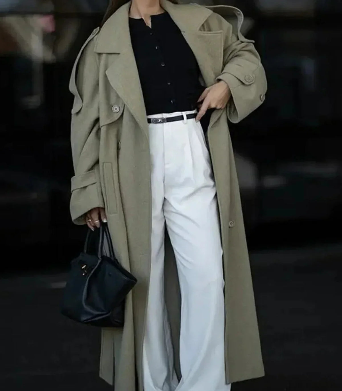 Double-Breasted Wool Belted Overcoat