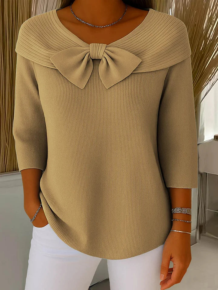 Madeline - Sweet Bow Collar Knit Top
