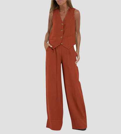 Aira – Elegant two-piece set with vest and wide-leg pants
