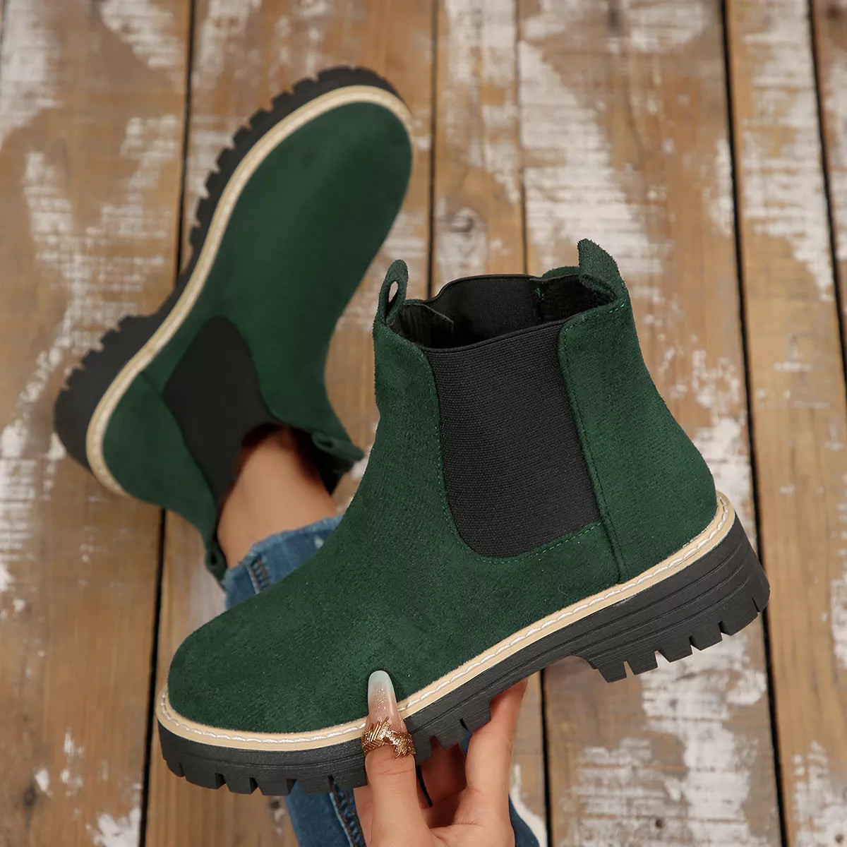 Botines Mujer Tacón Ancho Bloque Punta Redonda - Botas Tobilleras Cómodas Otoño Invierno