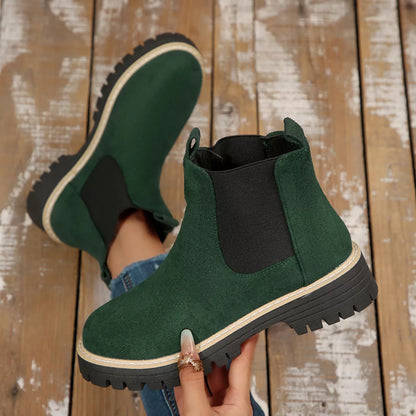 Botines Mujer Tacón Ancho Bloque Punta Redonda - Botas Tobilleras Cómodas Otoño Invierno