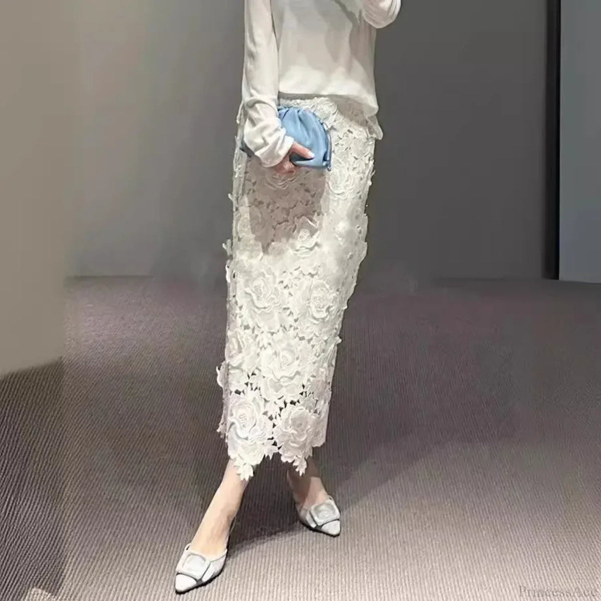 Elegant Lace Pencil Skirt for Women Work Cocktail Party